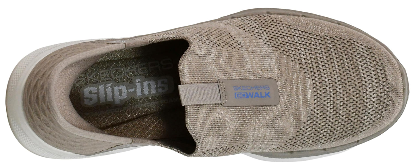 Skechers Women's Slip-Ins Go Walk 6-Fabulous View Sneaker, Taupe/Blue, 6.5
