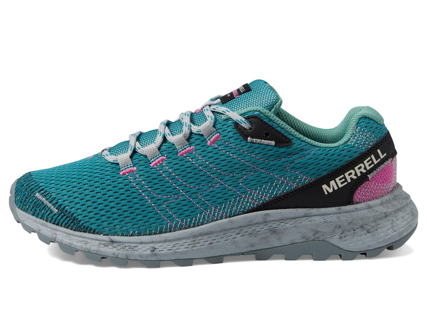 Merrell Fly Strike Running Shoes for Men – Mesh Upper – EVA Footbed Lace-up Closure – Rubber Outsole Lake/Jade 5.5 M