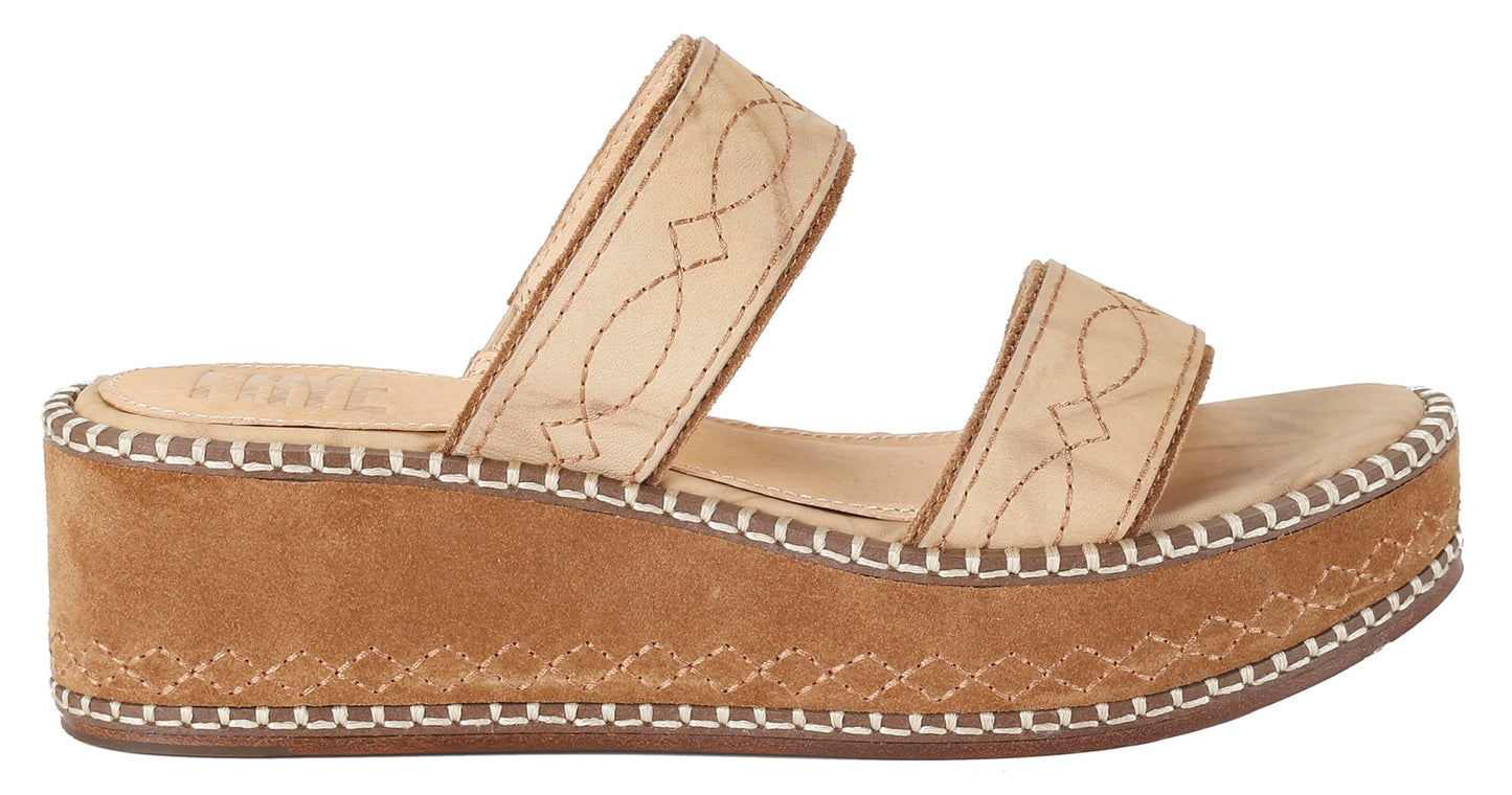 Frye Women's Joy Woodstock 2 Band Wedge Sandal, Natural, 9.5