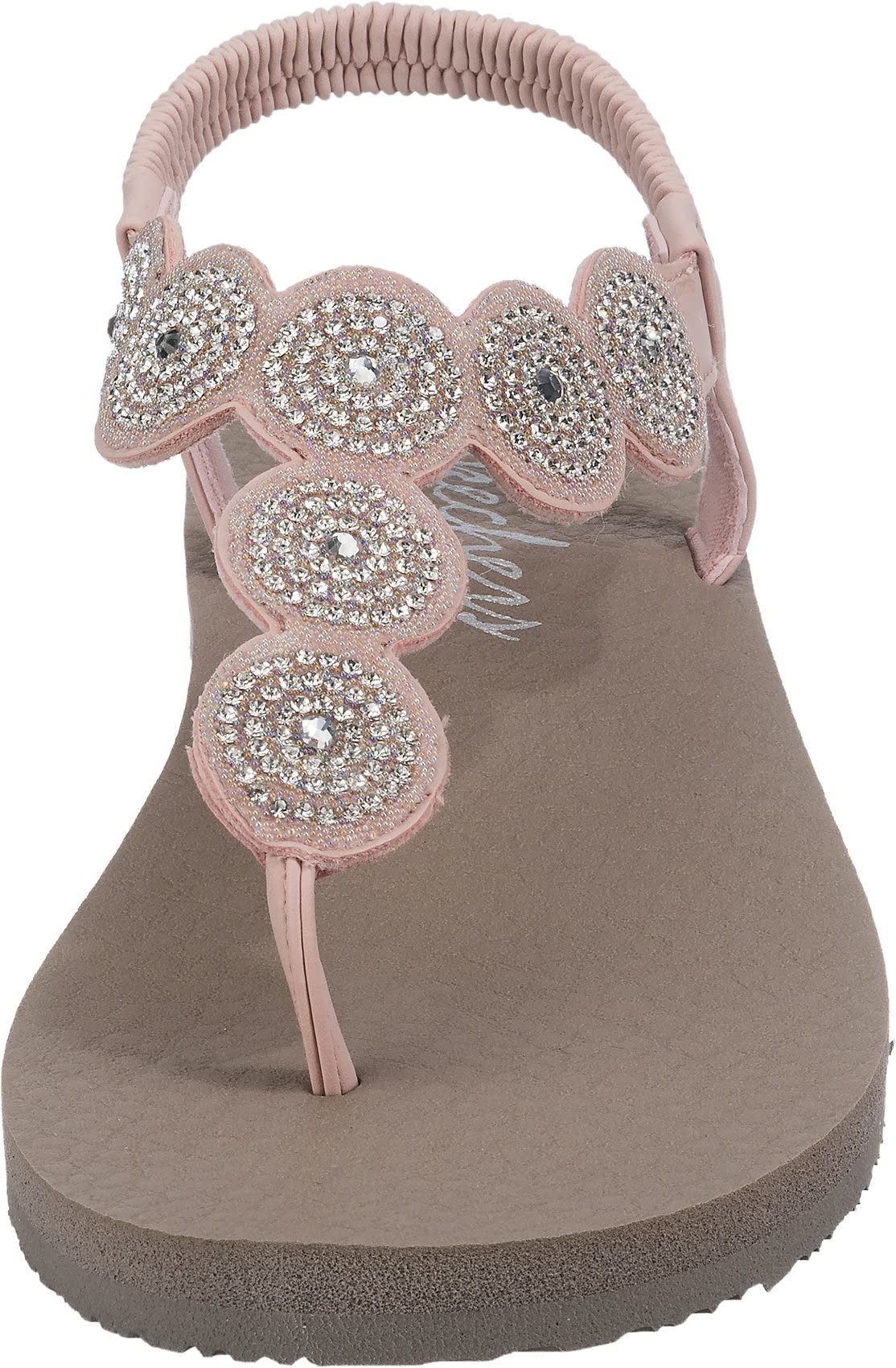 Skechers Women's Meditation - Stars & Sparkle - Circular Rhinestone Slingback Thong, Light Pink, 7