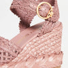 Tory Burch Women's Raffia Wedge Sandals, Pink Magnolia, 9 Medium US