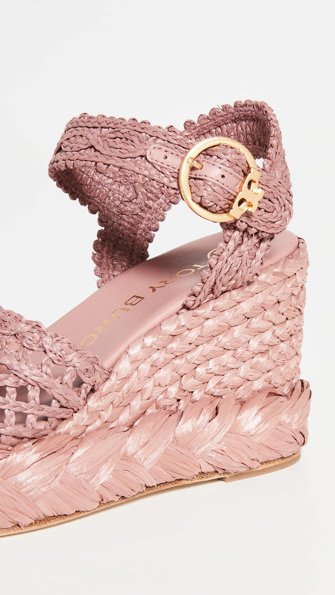 Tory Burch Women's Raffia Wedge Sandals, Pink Magnolia, 9 Medium US