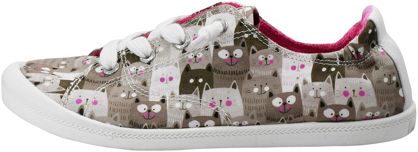 Skechers BOBS Women's Beach Bingo-Kitty Pack Sneaker, Taupe/Multi, 6 M US