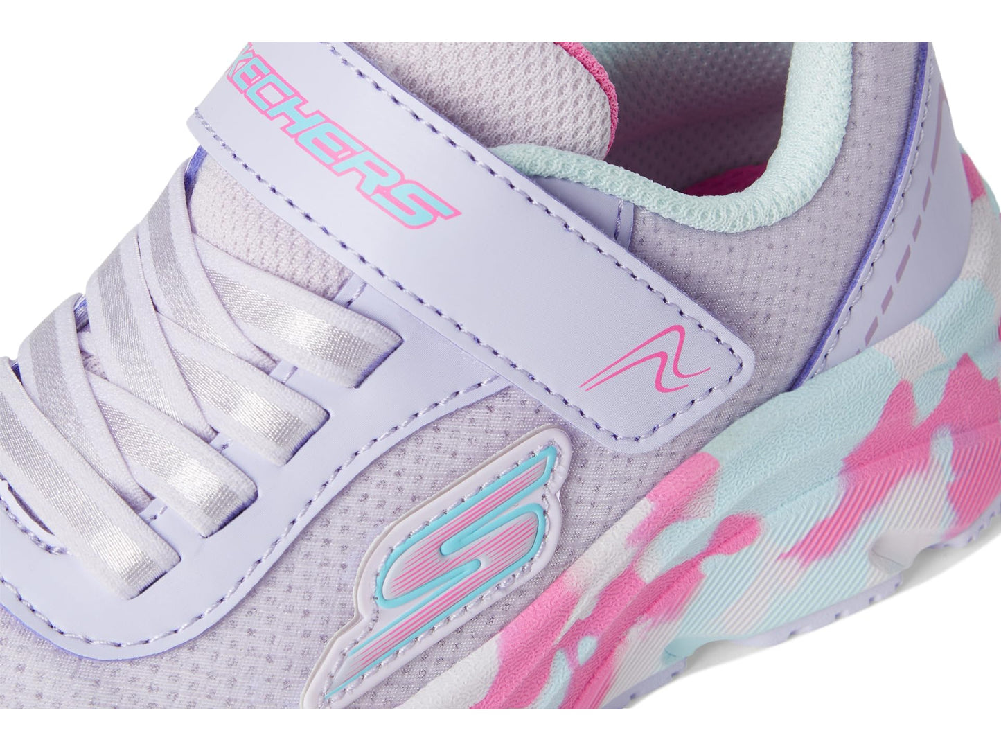 Skechers Kids Girls Skechers Elite Sport Tempo-Statement Swirl Sneaker, Lavender/Multi, 1 Little Kid