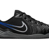 Nike Jr. Tiempo Legend 10 Club Little/Big Kids' Indoor/Court Low-Top Soccer Shoes (DV4354-040, Black/Hyper Royal/Chrome) Size 5