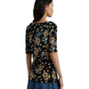 Lauren Ralph Lauren Women's Petite Floral Stretch Cotton Boatneck Tee Black Multi PXS