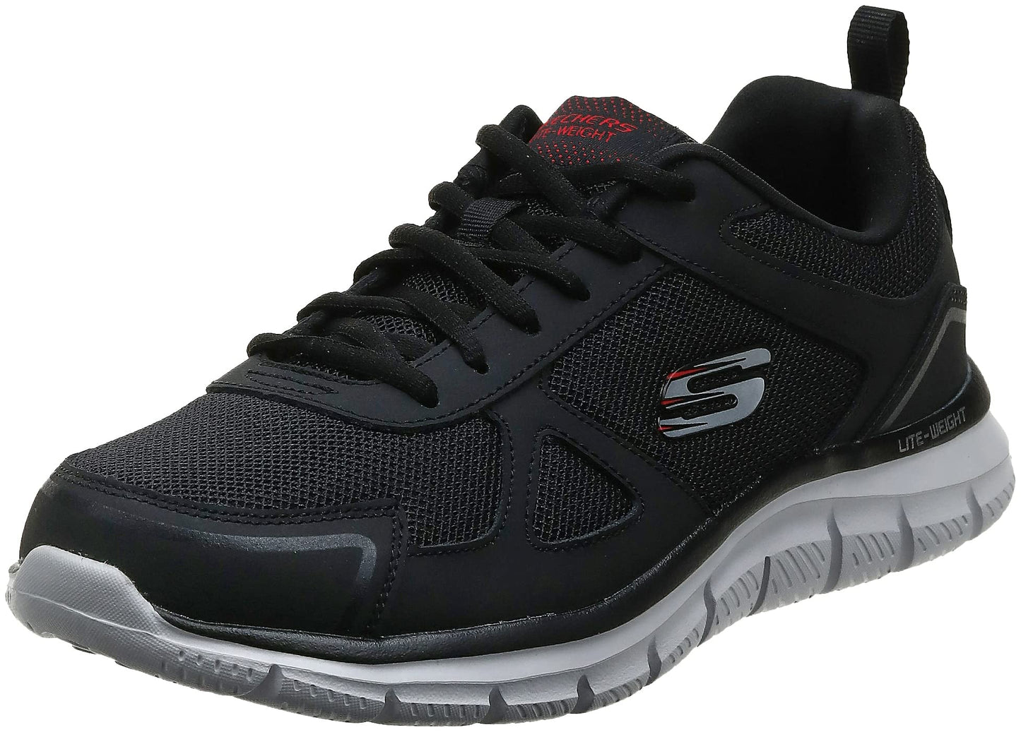 Skechers Men's Sports Shoes, Black/Red, 9.5 Wide