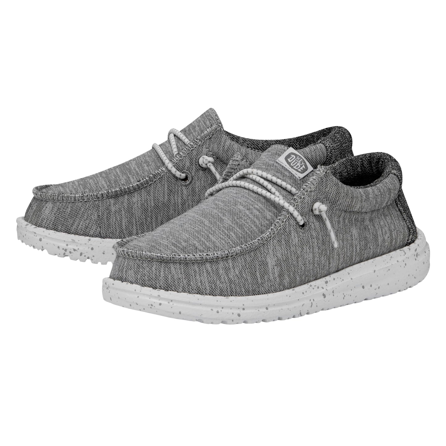 HEYDUDE Boy's Wally-T Canvas Light Grey Size 10 | Youth's Shoes | Youth Slip-on Loafers | Comfortable & Light-Weight