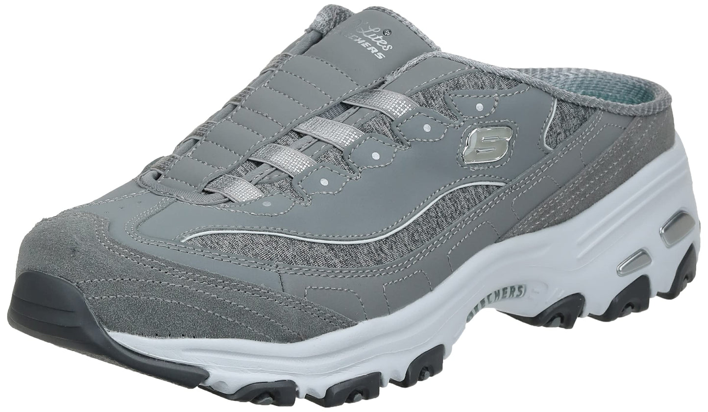 Skechers D'Lites A New Leaf Womens Slip On Sneaker Clogs Gray/White 9