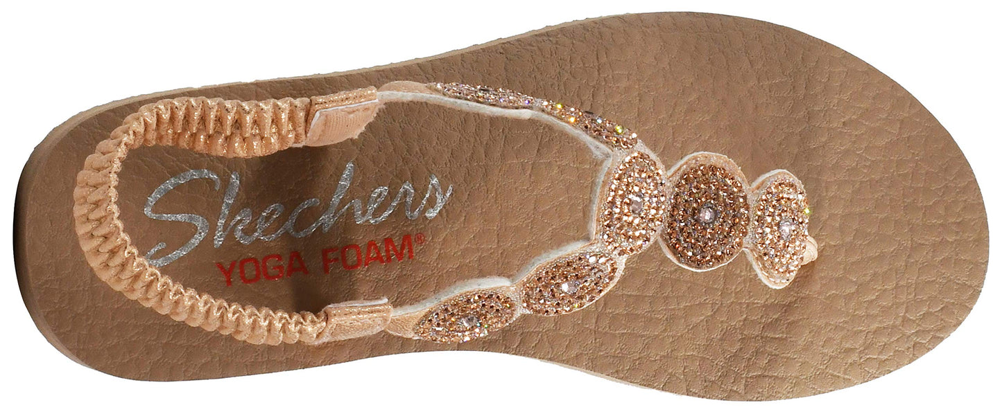 Skechers Women's Meditation-Stars And Sparkle Thong Sandal Rose Gold 6 Wide