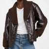 [BLANKNYC] Women's Sweet Talker Bomber Jacket, Brown Combo, M