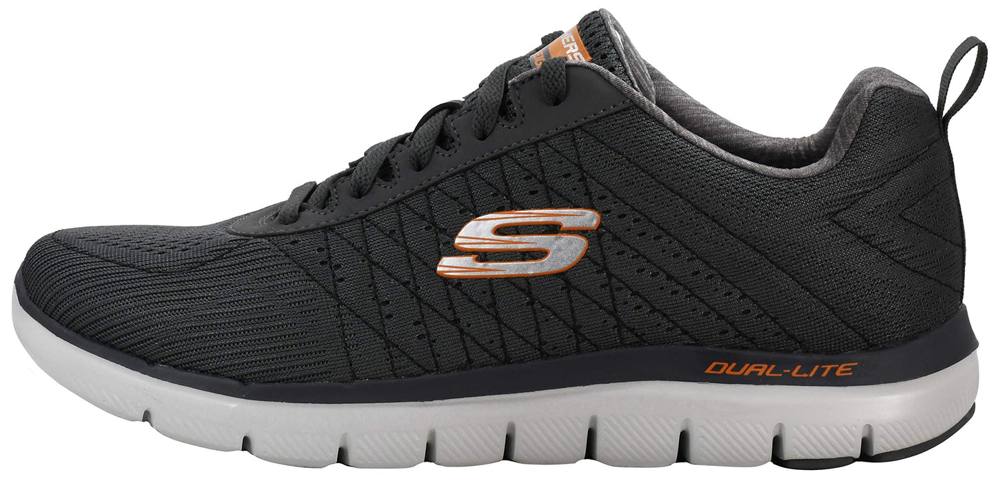 Skechers Men's Flex Advantage 2.0 - The Happs Oxford, Charcoal/Orange, 10.5 W US