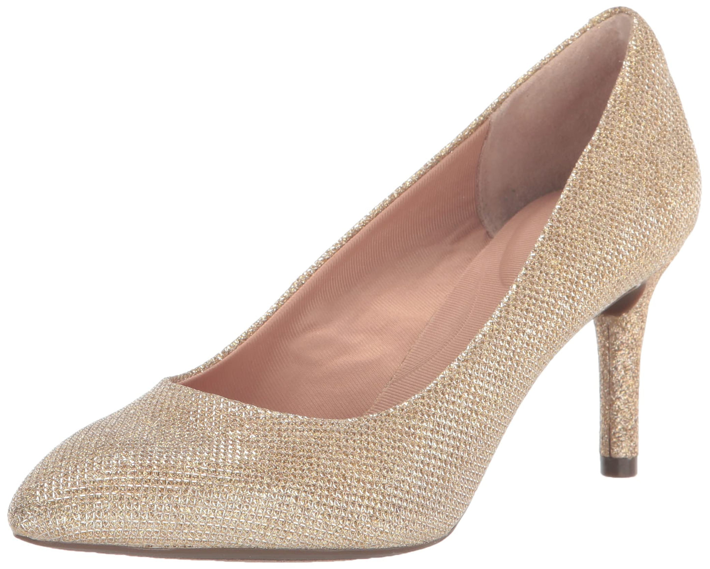Rockport Women's Total Motion 75mm Pointed Toe Pump, Nude Glam Textile, 11
