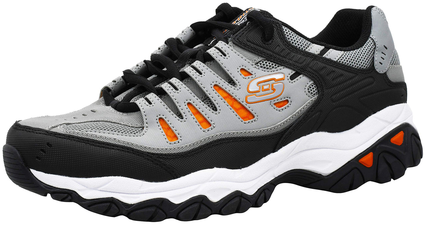 Skechers Men's Afterburn Memory Fit Lace-up Sneaker, Grey/Orange, 9 M US