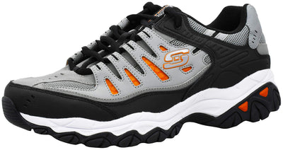 Skechers Men's Afterburn Memory Fit Lace-up Sneaker, Grey/Orange, 9 M US