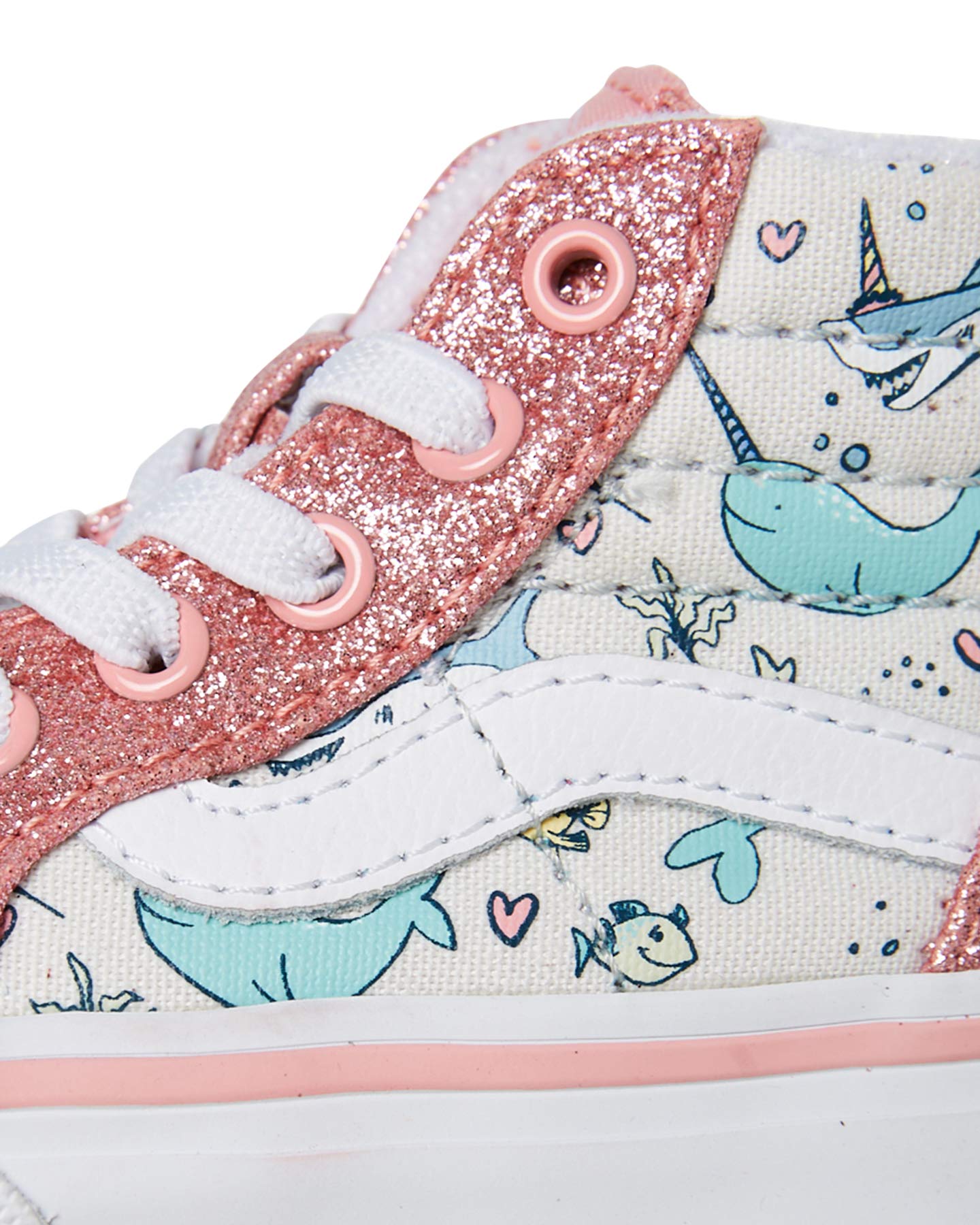 Vans Toddlers Sk8 Hi Zip, (Shark Party) Pink Icing/True White, Size 7 Toddler