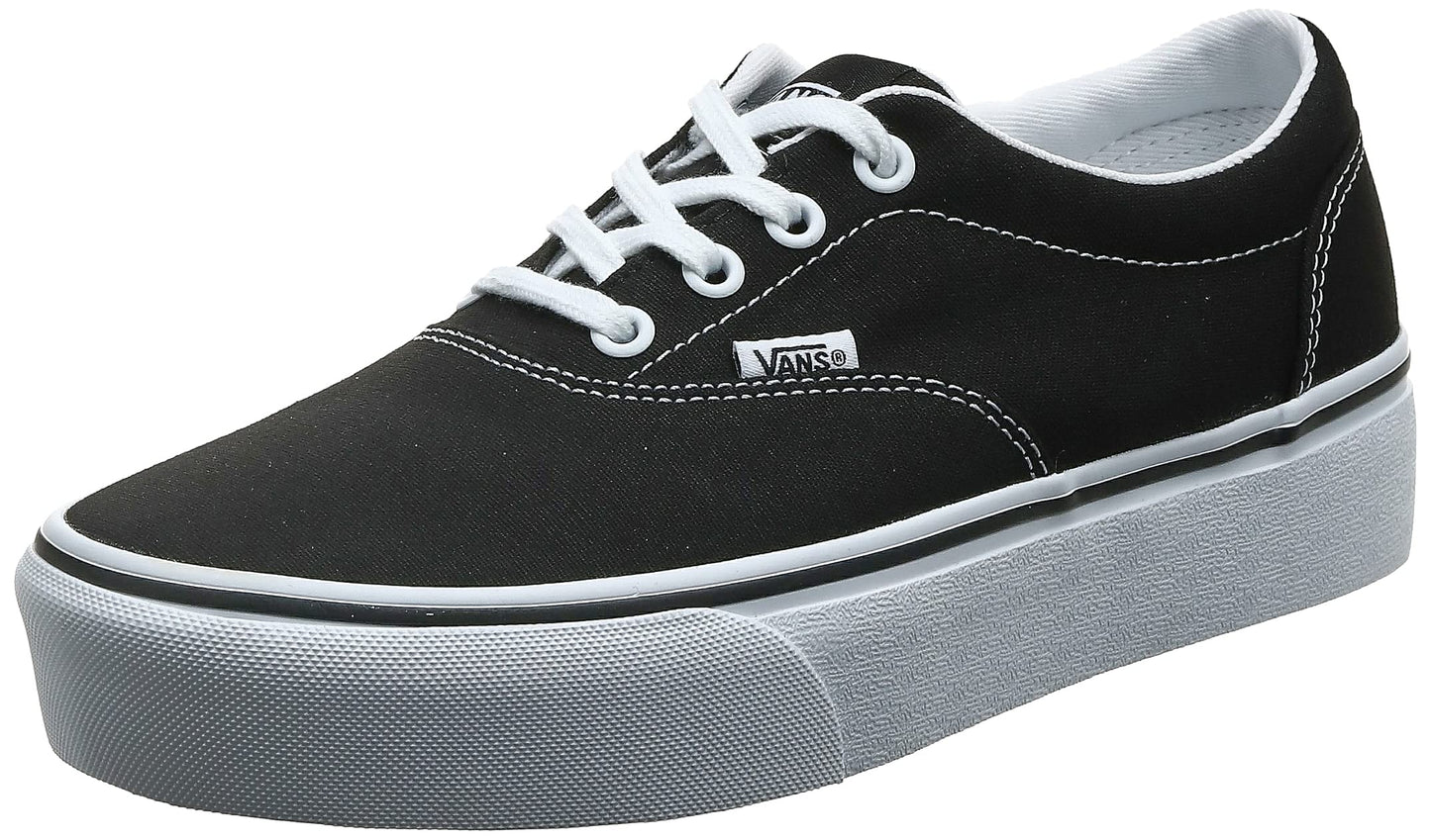 Vans Women's Doheny Platform Sneaker, Canvas Black White, 5.5