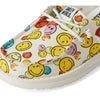 HEYDUDE Kids Wendy Smiley (Toddler) - Loafers for Kids - Canvas Upper - Cotton Lining - Rubber Outsole White 7 Toddler M