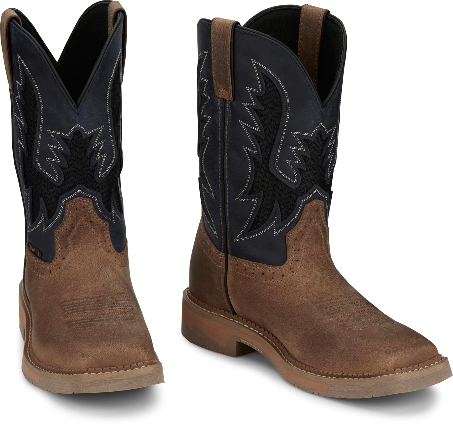 Justin Work Bolt 11" Composite Toe Men's Industrial-and-Construction-Boots, EH Rated, Oil & Slip Resistant, ASTM F2413, Cement Construction, Peanut Tan - 9.5 D