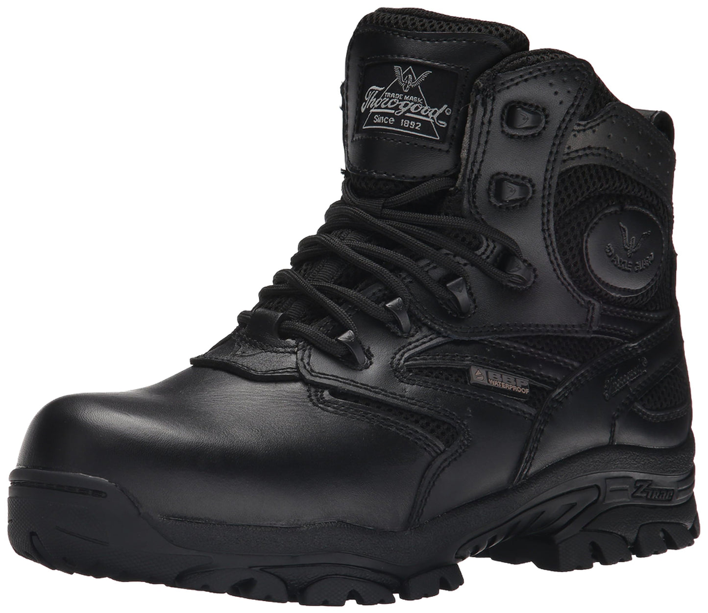 Thorogood 804-6190 Men's Deuce Series 6'' Waterproof Tactical Side-Zip Composite Safety Toe Shoe, Black - 6 W
