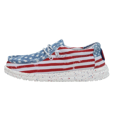 Hey Dude Wally Youth Patriotic Stars and Stripes Size 13 | Kids Shoes | Kids Slip-on Loafers | Comfortable & Light-Weight