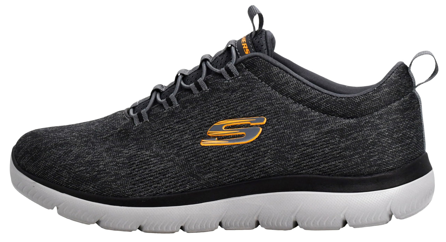 Skechers Men's Summits Louvin Slip-On Sneaker, Charcoal/Orange, 12
