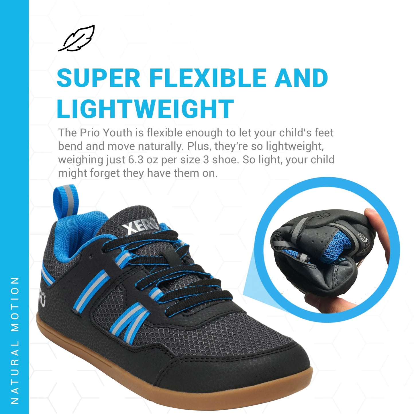Xero Shoes Prio Youth | Black/Blue, Size 1