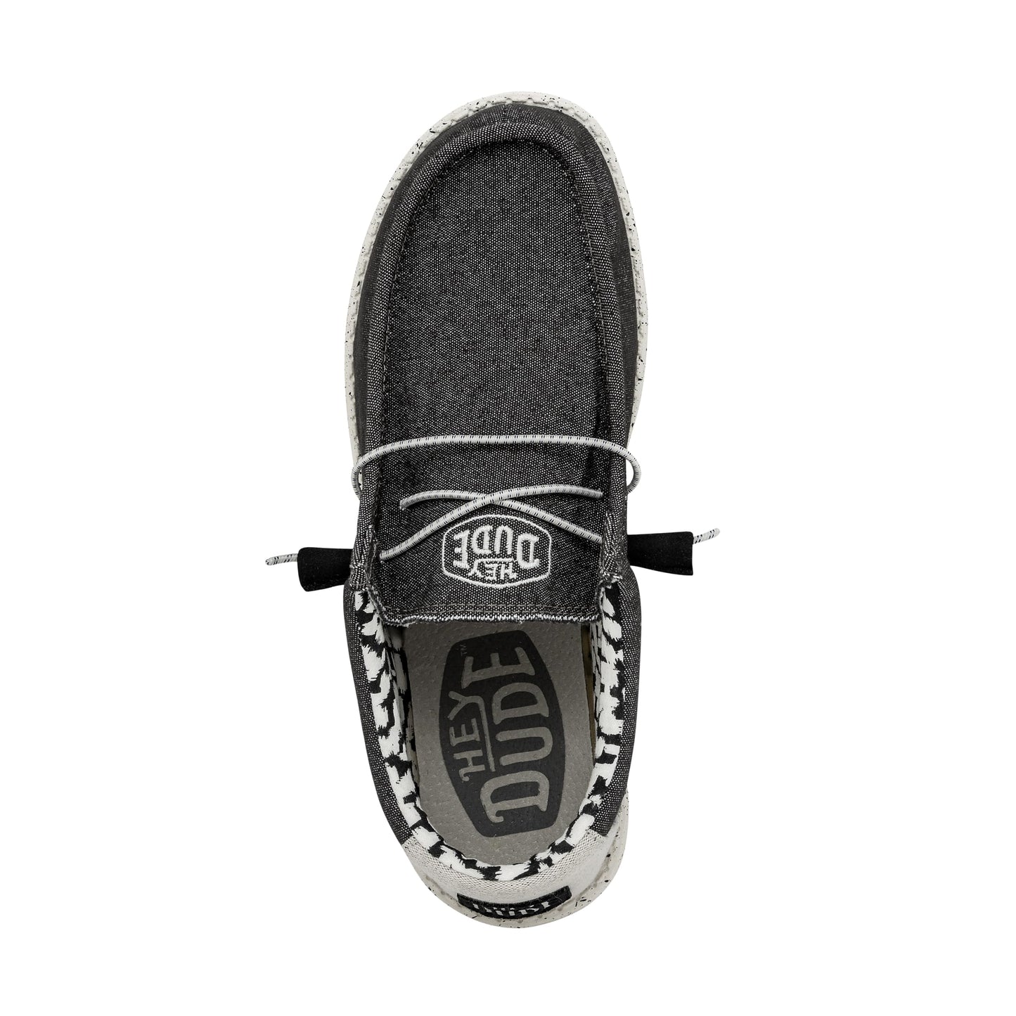 HEYDUDE Men's Wally Canvas Stretch Slip On Shoe, Opal Black Size 4 | Lightweight Casual Loafer | Elastic Laces & Removable Foam Insole