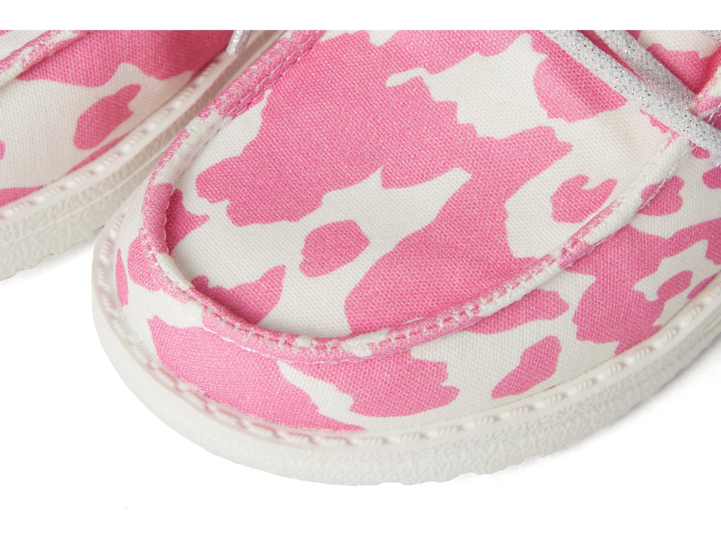 HEYDUDE Girl's Wendy Funk Y Cowgirl Bling Pink Cow/Silver Size 4 | Youth's Shoes | Youth Slip-on Loafers | Comfortable & Light-Weight