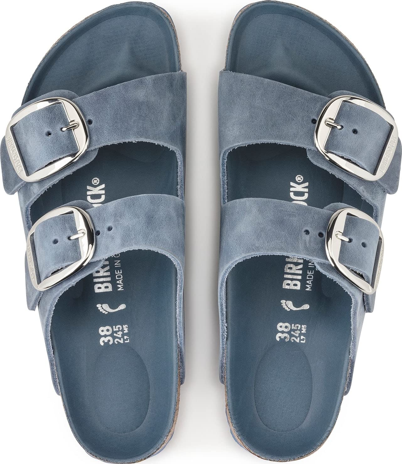 Oiled Leather Arizona Big Buckle Dusty Blue Birkenstock
