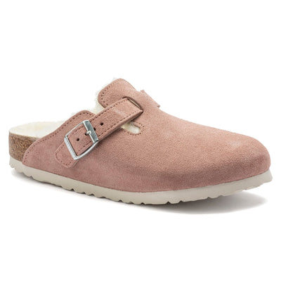 Birkenstock Boston Vegan Birkibuc Clogs Pink Clay