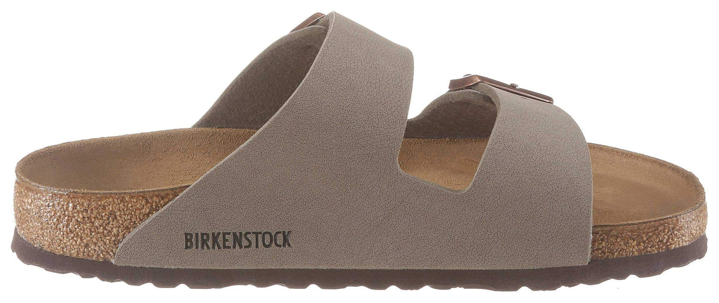 BIRKENSTOCK Unisex Arizona Birko-Flor Nubuck Leather Wide Mules, Grey Stone, 10