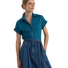 Lauren Ralph Lauren Womens Relaxed Fit Linen Short-Sleeve Shirt Turquoise Sky Small
