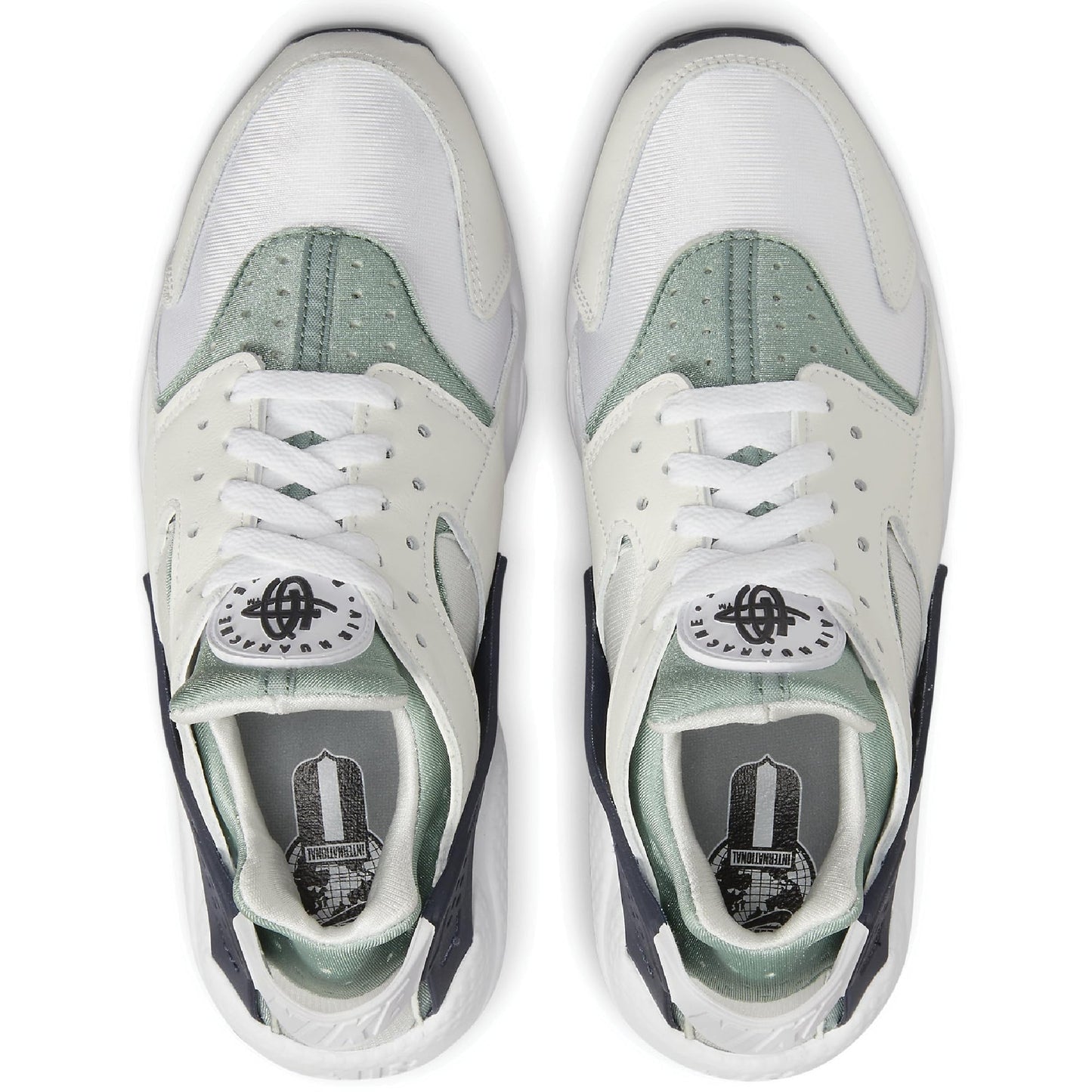 Nike Women's Air Huarache Running Shoes, White/Obsidian-Mica Green, 6.5 M US