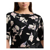 Lauren Ralph Lauren, Womens, Plus-Size Floral Stretch Cotton Boatneck Tee, Black/Cream Multi, 3X