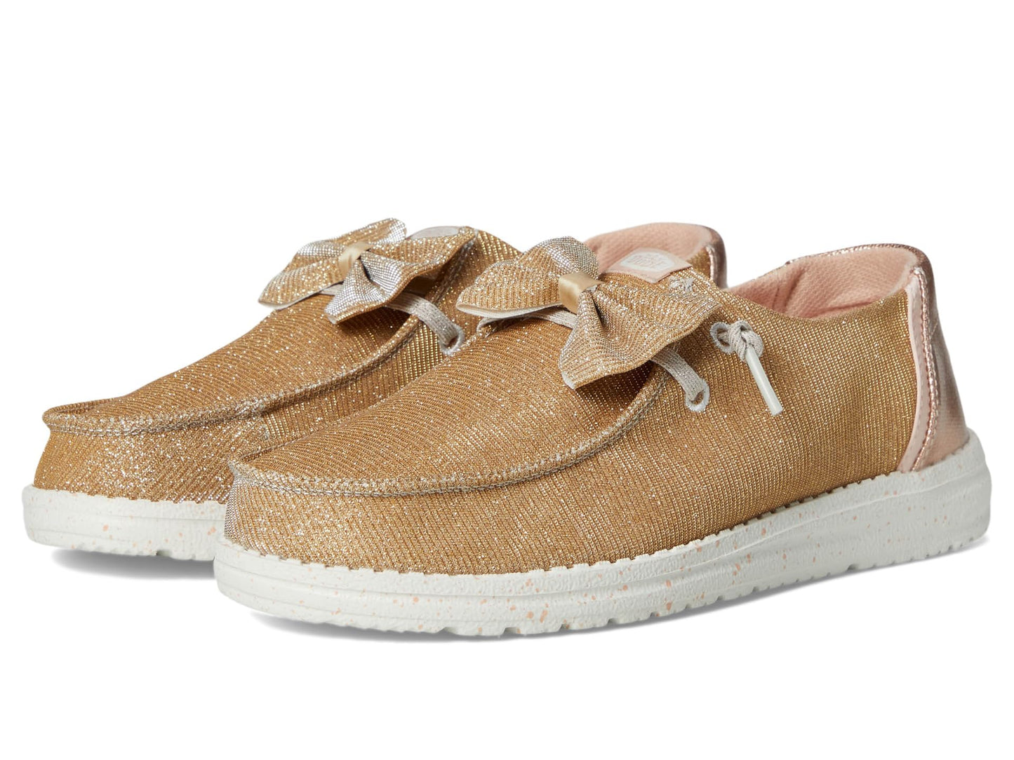 HEYDUDE Womens Wendy Sparkle Bow Rose Gold 7 Medium