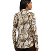 Lauren Ralph Lauren Womens Classic Fit Belting-Print Crepe Shirt, Cream Multi, Small