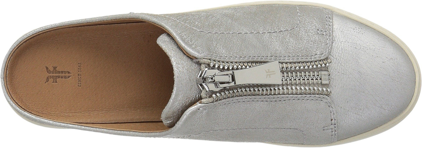 FRYE Women's Lena Zip Mule Shoe, Metallic Silver, 9.5 M US