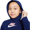 Nike Girl's Sportswear Club Fleece Hoodie (Little Kids/Big Kids) Blue Void/Arctic Punch/White MD (10-12 Big Kid)