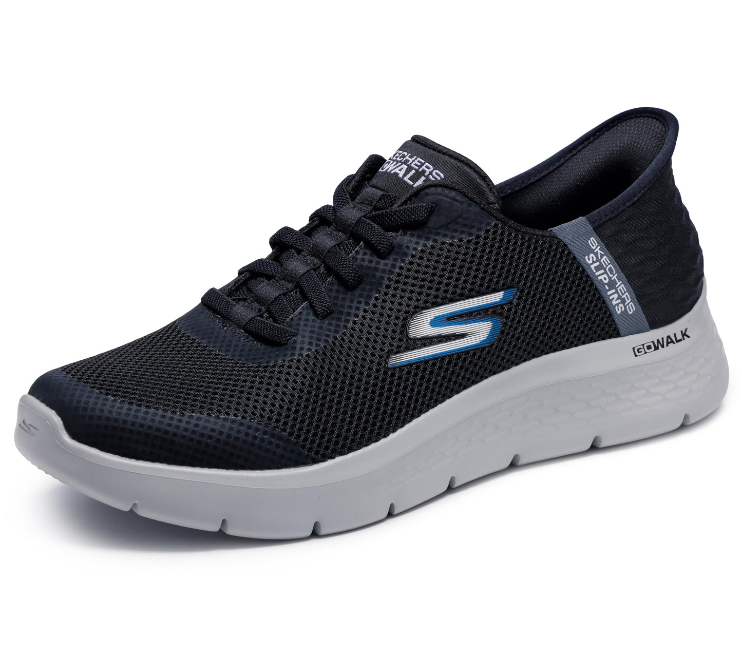 Skechers Men's Go Walk Flex Hands Up Hands Free Slip-Ins Sneaker, Black/Grey, 9.5