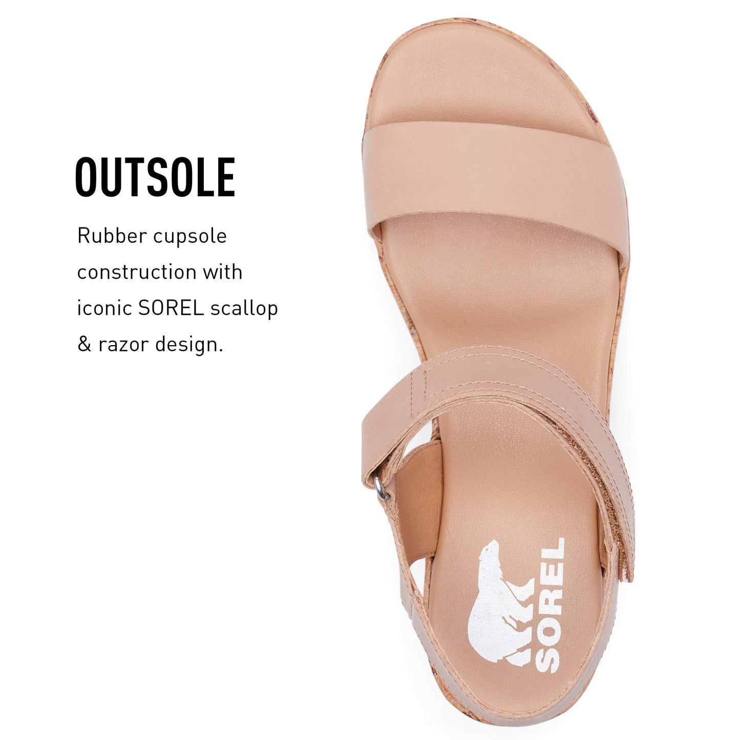 Sorel Cameron Wedge Sandal for Women - Honest Beige 9.5 B - Medium