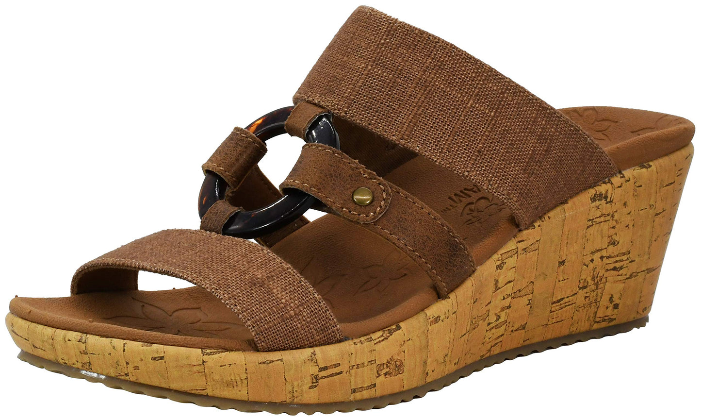 Skechers Women's Beverlee-sail Away Slide Wedge Sandal, Luggage, 6 M US