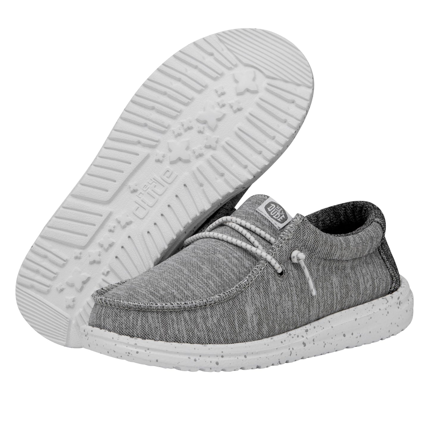 HEYDUDE Boy's Wally-T Canvas Light Grey Size 10 | Youth's Shoes | Youth Slip-on Loafers | Comfortable & Light-Weight