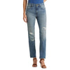Lauren Ralph Lauren Women's Distressed High-Rise Straight Ankle Jeans in Cassis Wash Cassis Wash Size: 4 Inseam: 28