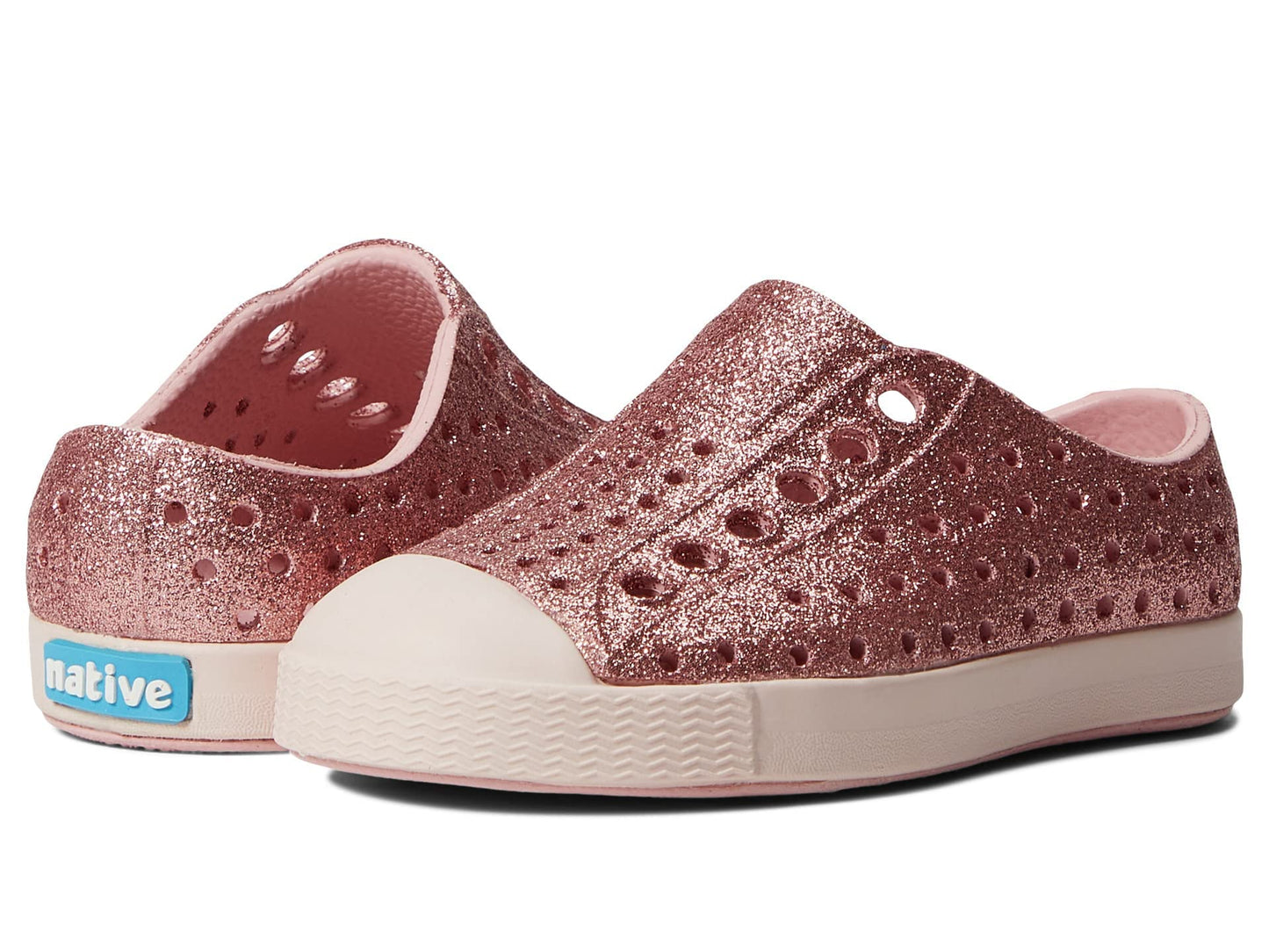 Native Shoes Girl's Jefferson Bling Glitter (Little Kid) Rose Pink Bling/Dust Pink 12 Little Kid M