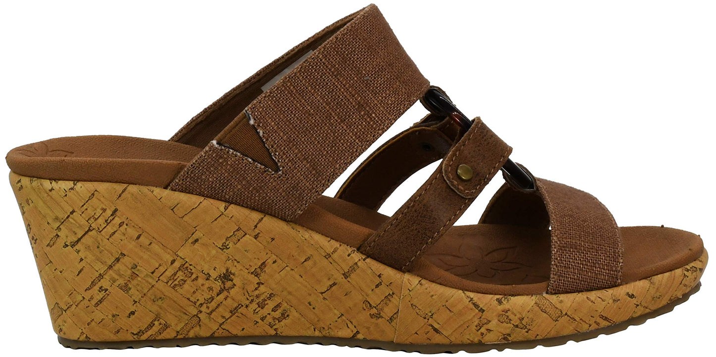 Skechers Women's Beverlee-sail Away Slide Wedge Sandal, Luggage, 6 M US