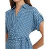 Lauren Ralph Lauren, Women's, Polka-Dot Belted Crepe Dress, Blue/Cream, 16