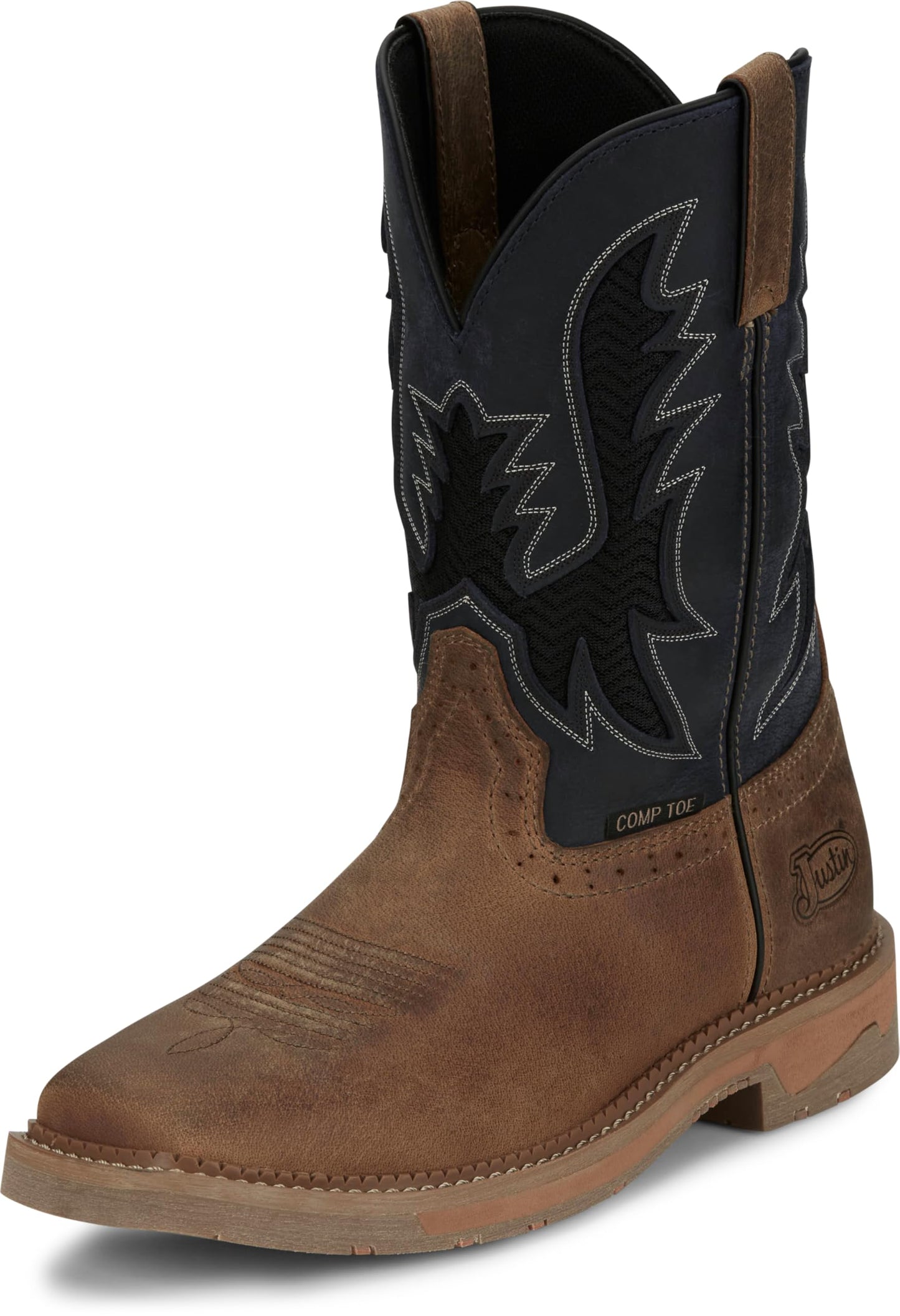 Justin Work Bolt 11" Composite Toe Men's Industrial-and-Construction-Boots, EH Rated, Oil & Slip Resistant, ASTM F2413, Cement Construction, Peanut Tan - 9.5 D