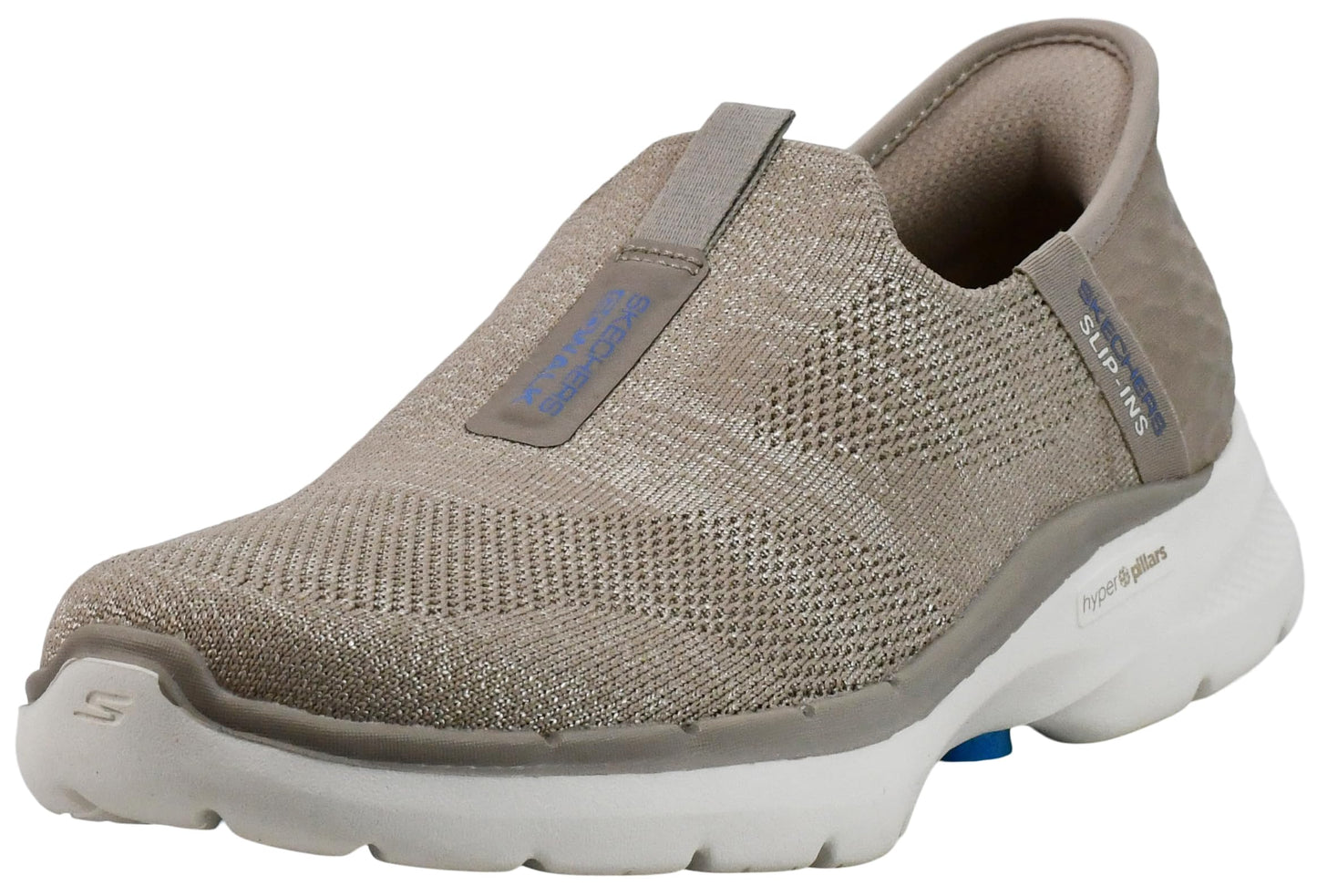 Skechers Women's Slip-Ins Go Walk 6-Fabulous View Sneaker, Taupe/Blue, 6.5