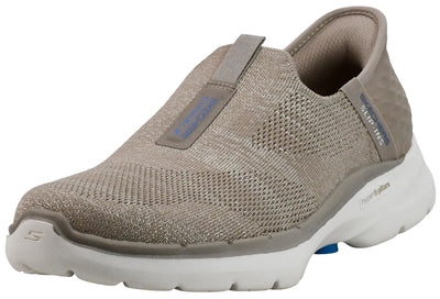 Skechers Women's Slip-Ins Go Walk 6-Fabulous View Sneaker, Taupe/Blue, 6.5